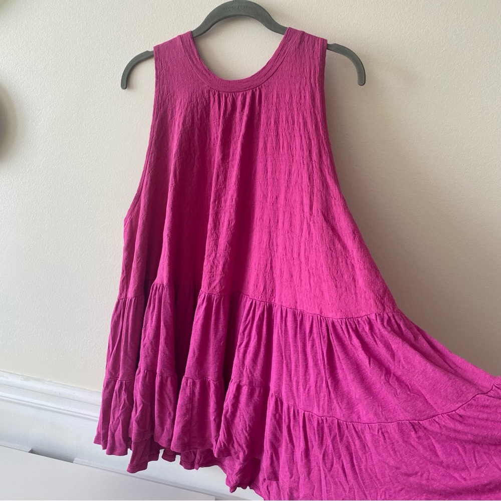 Free People Berry Pink Cotton Tunic Tank